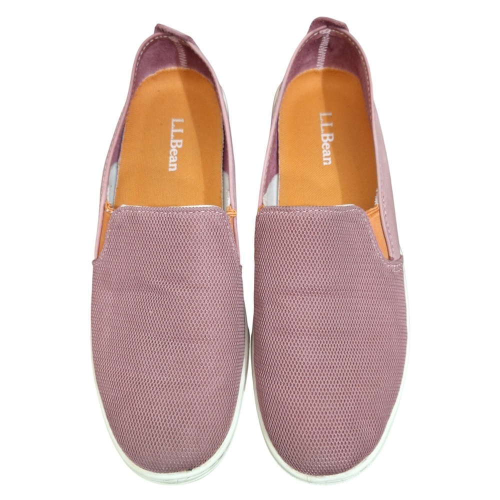 LL Bean Women's 8M Pink Leather Mesh Slip On Sneakers 512417 Dusty Rose Gum Sole